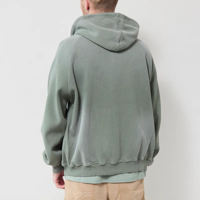 Butter Goods Faded Waffle Zip-Thru Hood Washed Sage-2