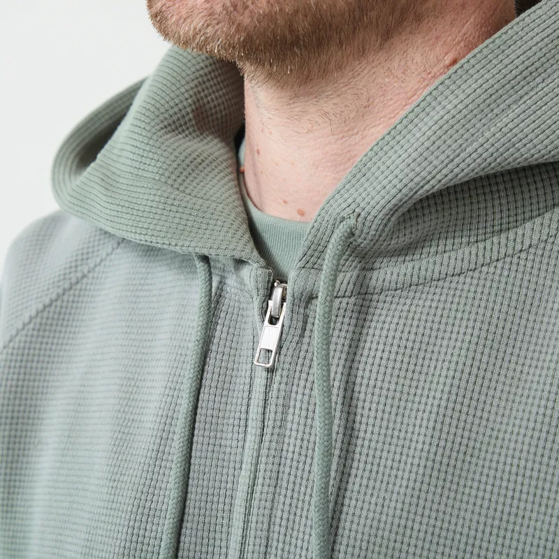 Butter Goods Faded Waffle Zip-Thru Hood Washed Sage-3