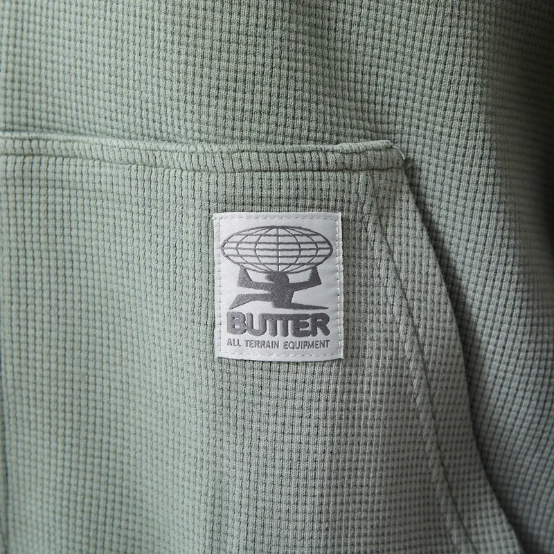 Butter Goods Faded Waffle Zip-Thru Hood Washed Sage-6
