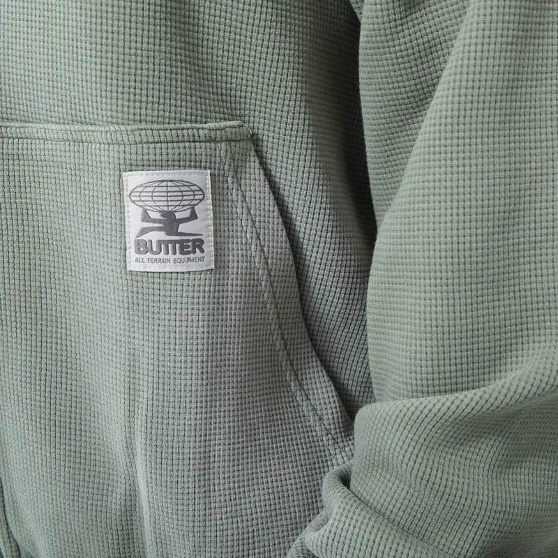 Butter Goods Faded Waffle Zip-Thru Hood Washed Sage-5