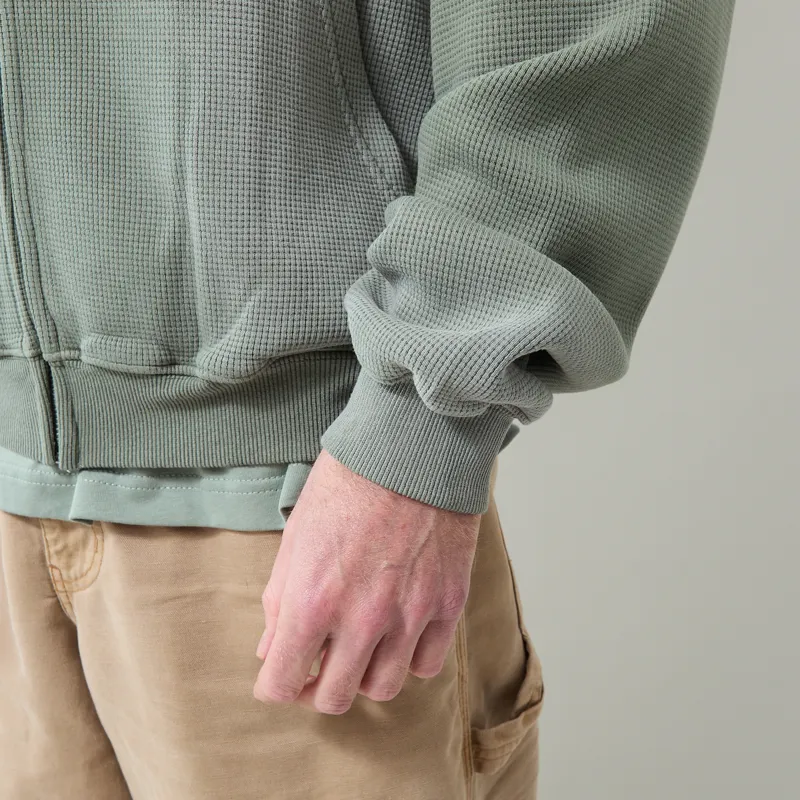 Butter Goods Faded Waffle Zip-Thru Hood Washed Sage-7