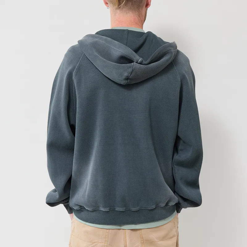 Butter Goods Faded Waffle Zip-Thru Hood Washed Black-2