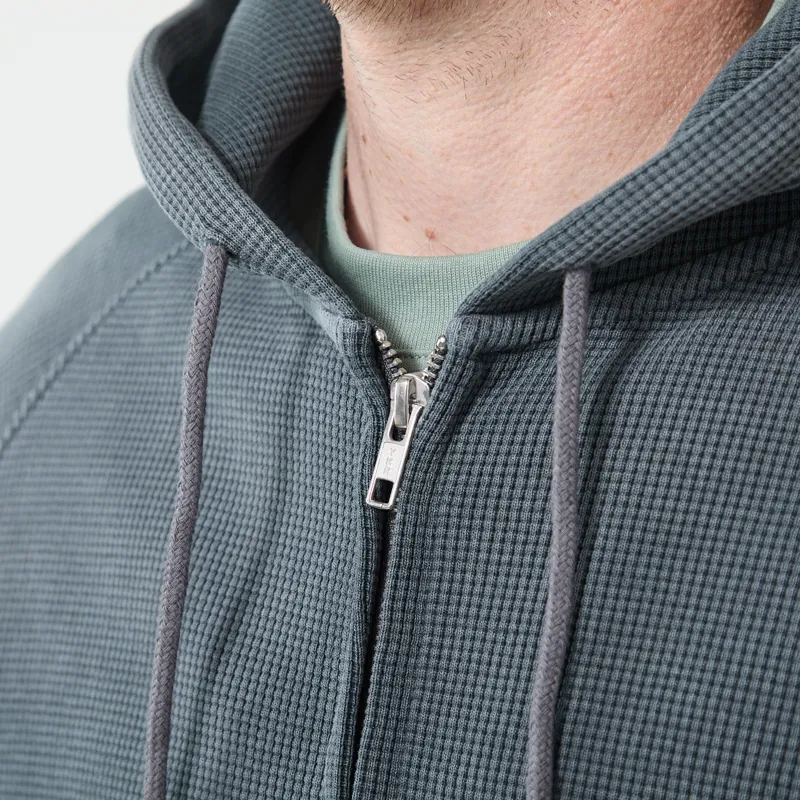 Butter Goods Faded Waffle Zip-Thru Hood Washed Black-3