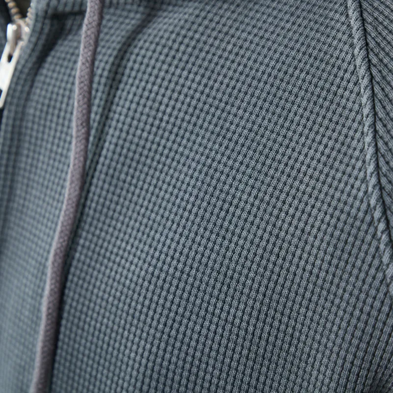 Butter Goods Faded Waffle Zip-Thru Hood Washed Black-4