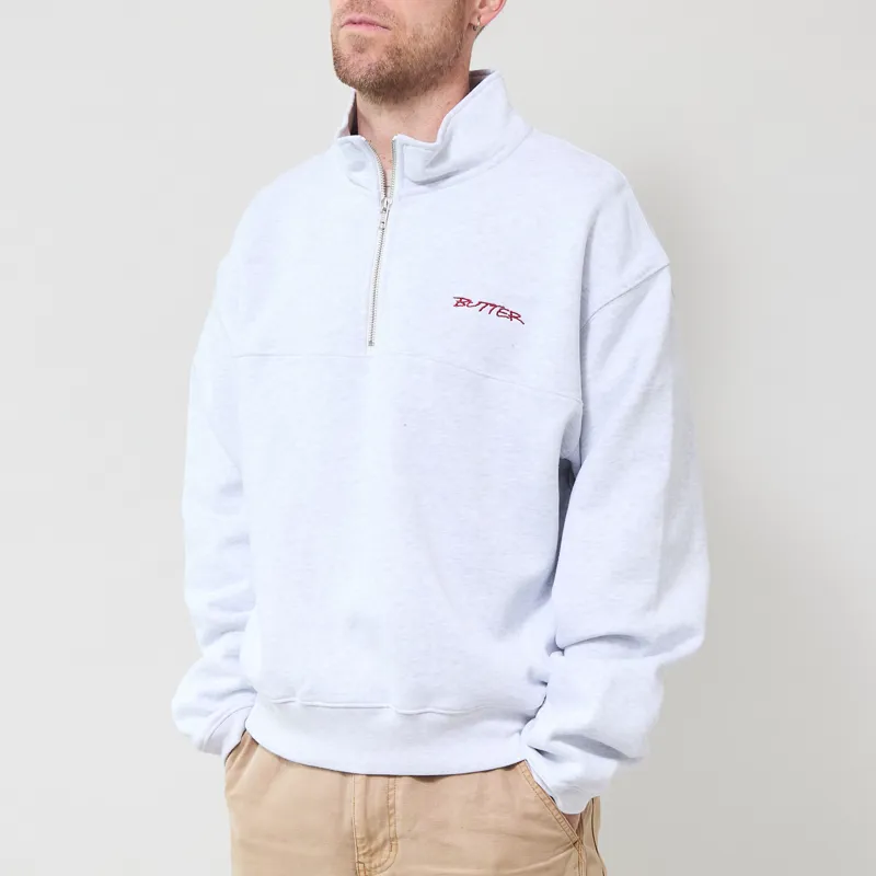 Butter Goods Panel Quarter Zip Sweater Ash-1