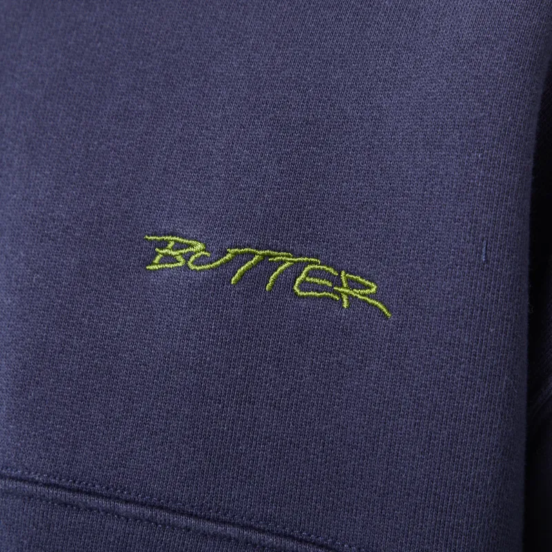 Butter Goods Panel Quarter Zip Sweater Washed Navy-5