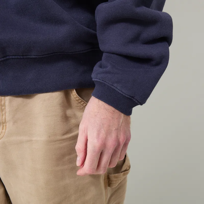 Butter Goods Panel Quarter Zip Sweater Washed Navy-7