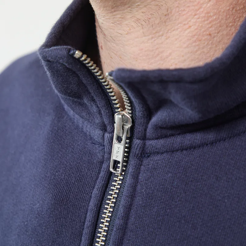 Butter Goods Panel Quarter Zip Sweater Washed Navy-4