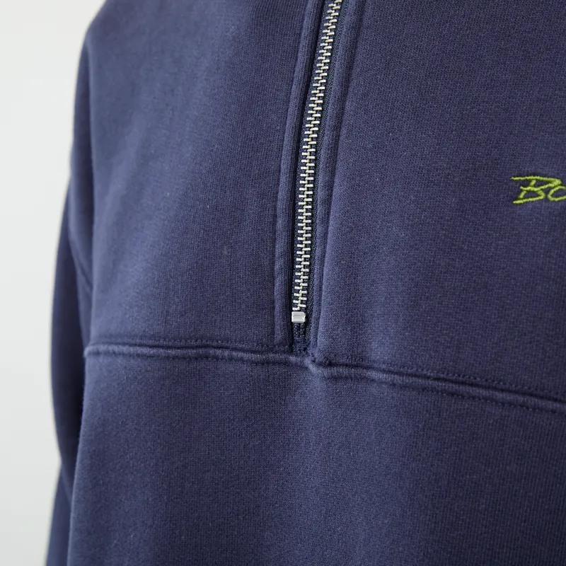 Butter Goods Panel Quarter Zip Sweater Washed Navy-6