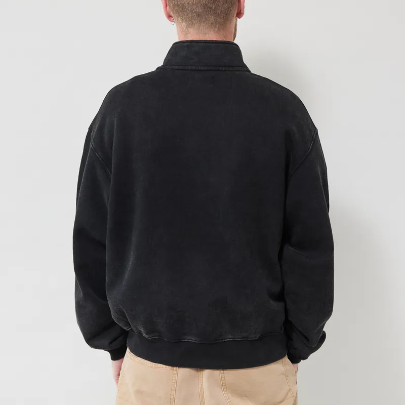 Butter Goods Panel Quarter Zip Sweater Washed Black-2