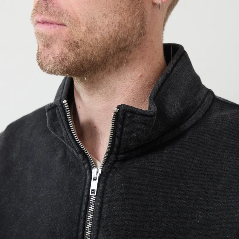 Butter Goods Panel Quarter Zip Sweater Washed Black-3