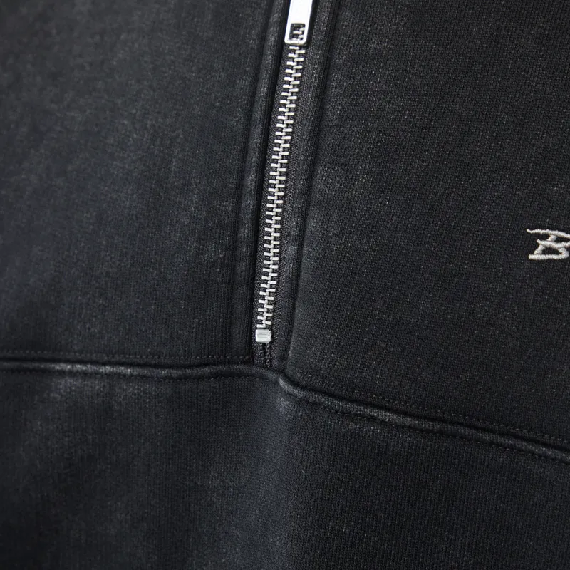 Butter Goods Panel Quarter Zip Sweater Washed Black-4
