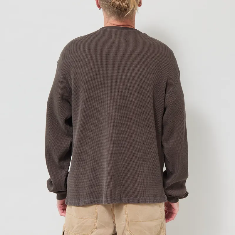 Butter Goods Waffle Long Sleeve Top Washed Dark Grey-2