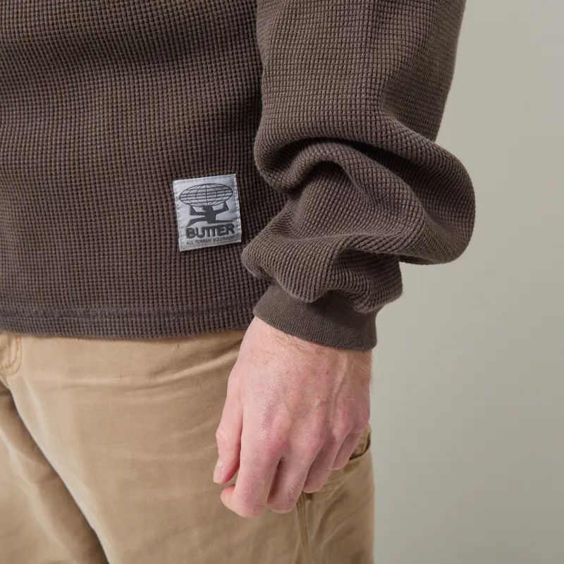 Butter Goods Waffle Long Sleeve Top Washed Dark Grey-6