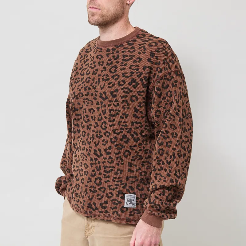 Butter Goods Waffle Long Sleeve Top Leopard-1