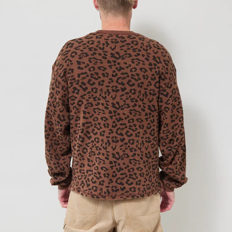 Butter Goods Waffle Long Sleeve Top Leopard-2