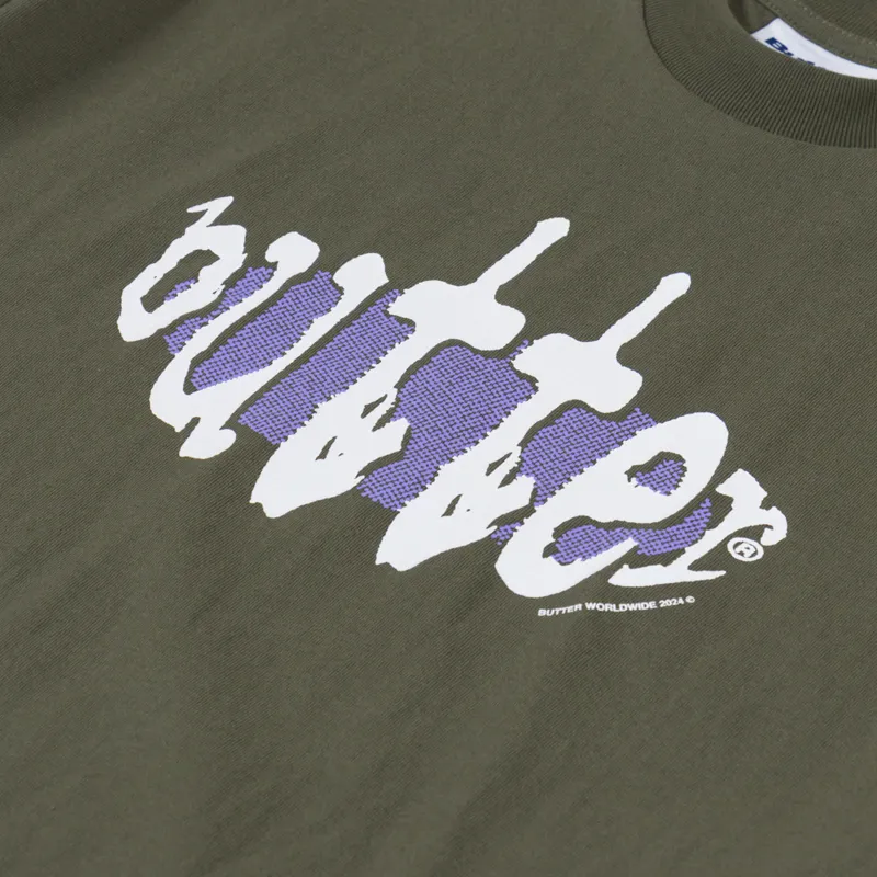 Butter Goods Frenzy T Shirt Army-2