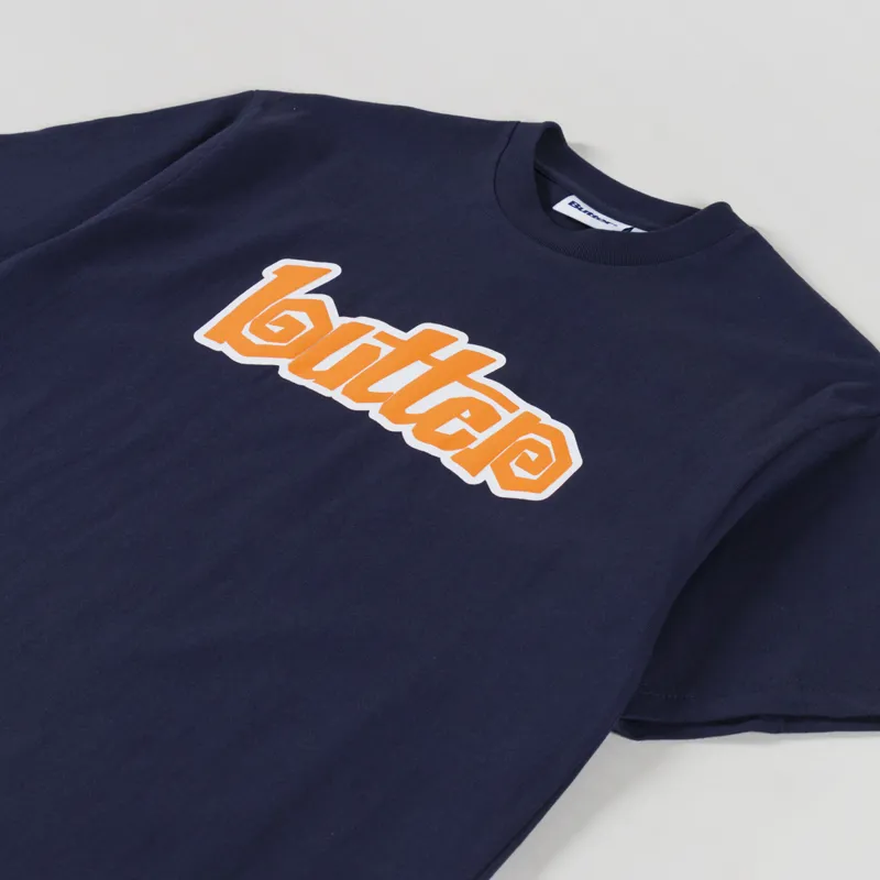Butter Goods Swirl T Shirt Navy-1