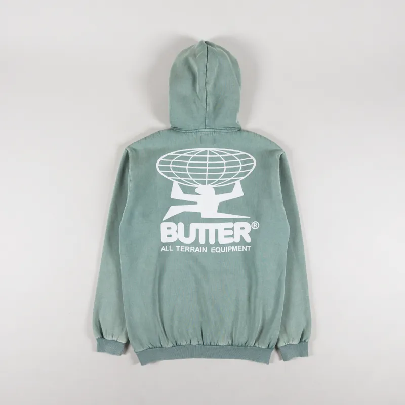 Butter Goods Mens All Terrain Hoodie Garment Washed Jade Green Butter Goods Mens All Terrain Hoodie Garment Washed Jade Green