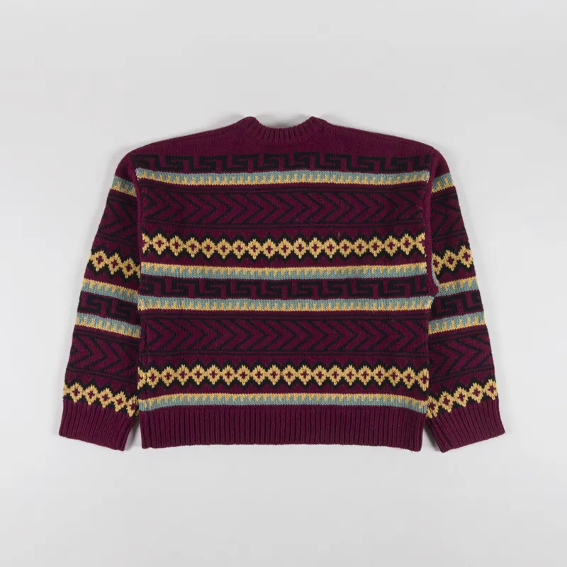 L.F. Markey Womens Bjorn Knit Burgundy Intarsia-1