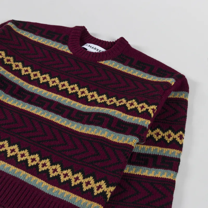 L.F. Markey Womens Bjorn Knit Burgundy Intarsia-2