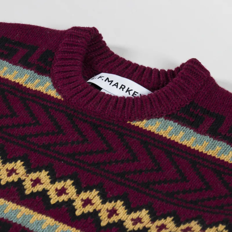 L.F. Markey Womens Bjorn Knit Burgundy Intarsia-4