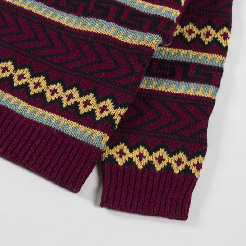 L.F. Markey Womens Bjorn Knit Burgundy Intarsia-6