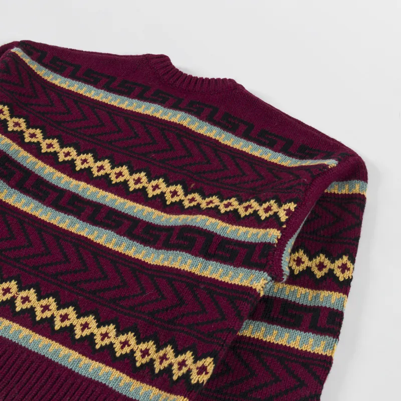 L.F. Markey Womens Bjorn Knit Burgundy Intarsia-3