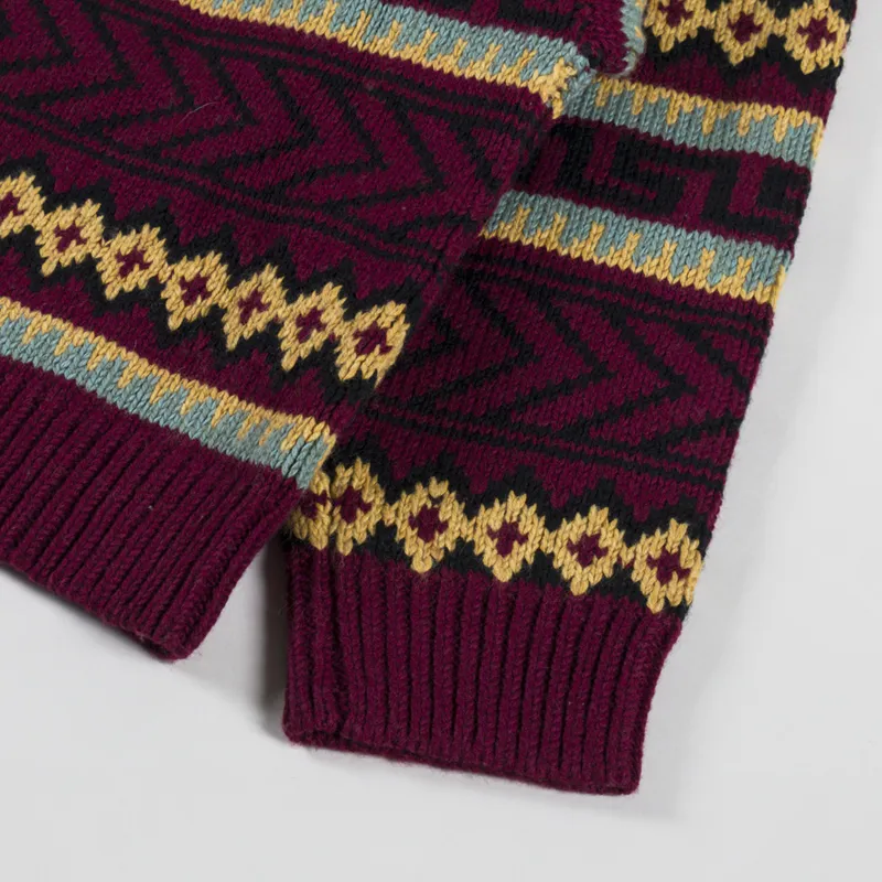 L.F. Markey Womens Bjorn Knit Burgundy Intarsia-7