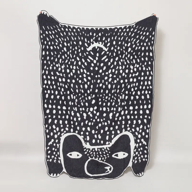 Donna Wilson Bear Cotton Throw Black White-1