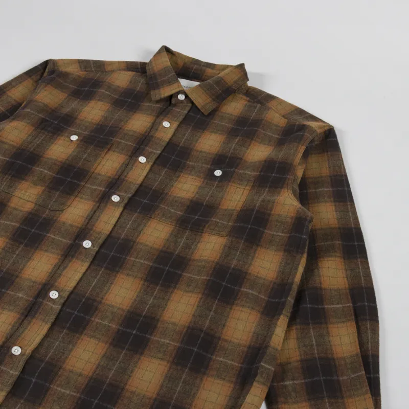 Cafe Mountain Brushed Check Workers Shirt Meadow-2