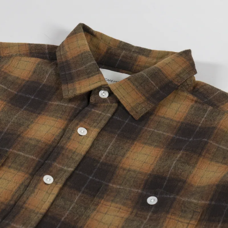 Cafe Mountain Brushed Check Workers Shirt Meadow-4