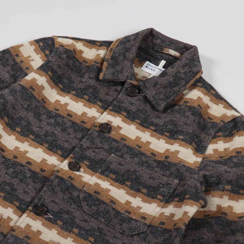 Universal Works Bakers Chore Jacket Chocolate Black Urban Mex Wool-3