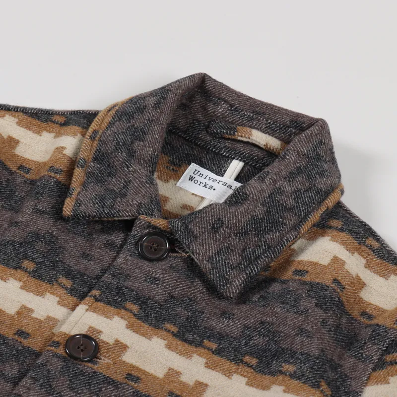 Universal Works Bakers Chore Jacket Chocolate Black Urban Mex Wool-9