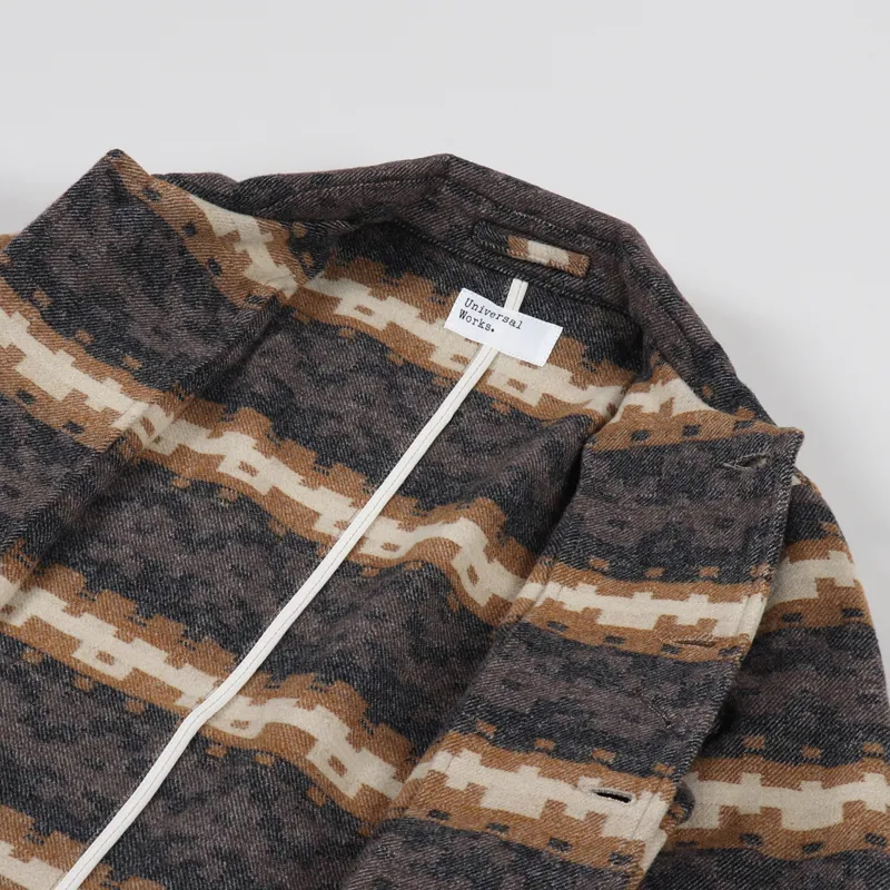 Universal Works Bakers Chore Jacket Chocolate Black Urban Mex Wool-4