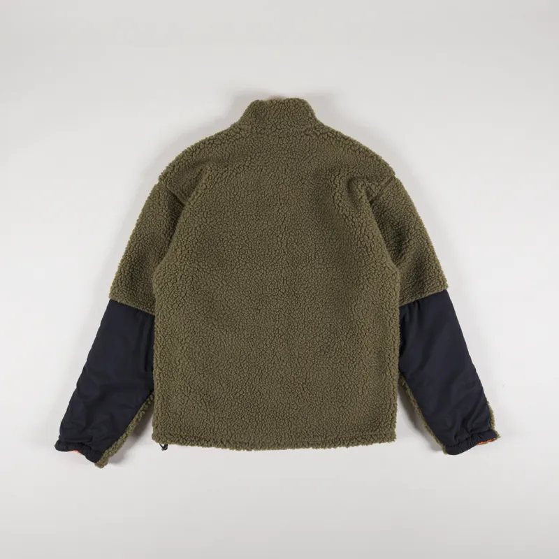 Deus Ex Machina Barrens Reversible Boa Fleece Military Olive Mandarin-3