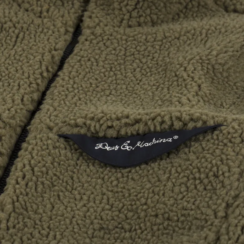 Deus Ex Machina Barrens Reversible Boa Fleece Military Olive Mandarin-9