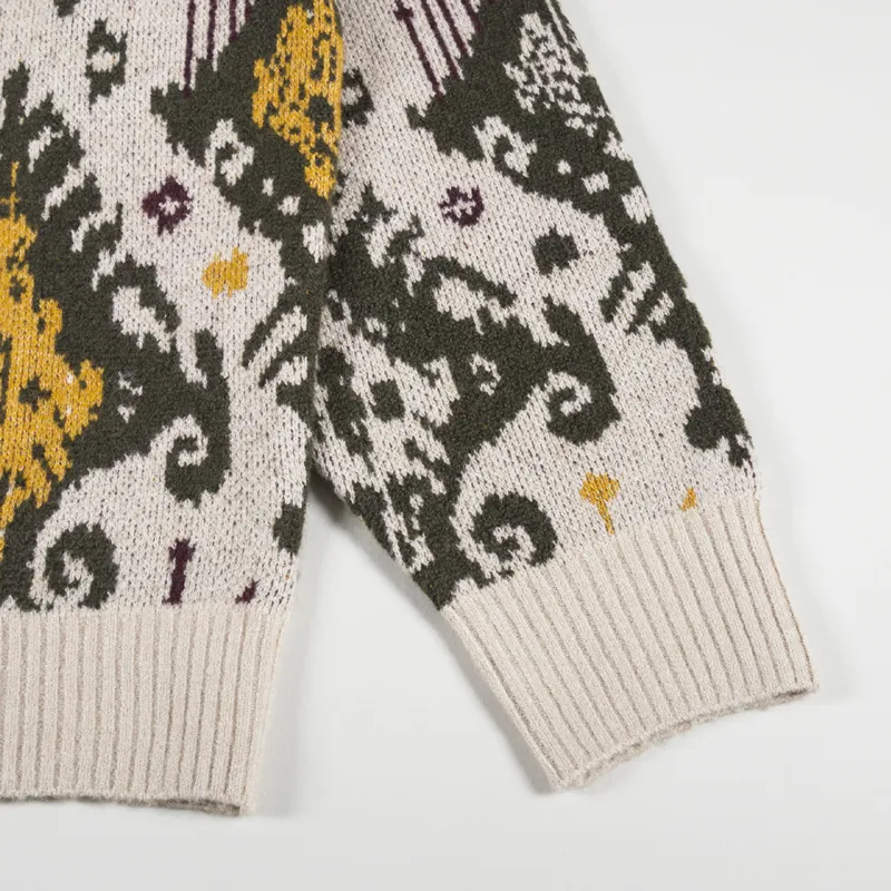 Carhartt WIP Mens Baru Jacquard Knitted Cardigan Wall Beige
