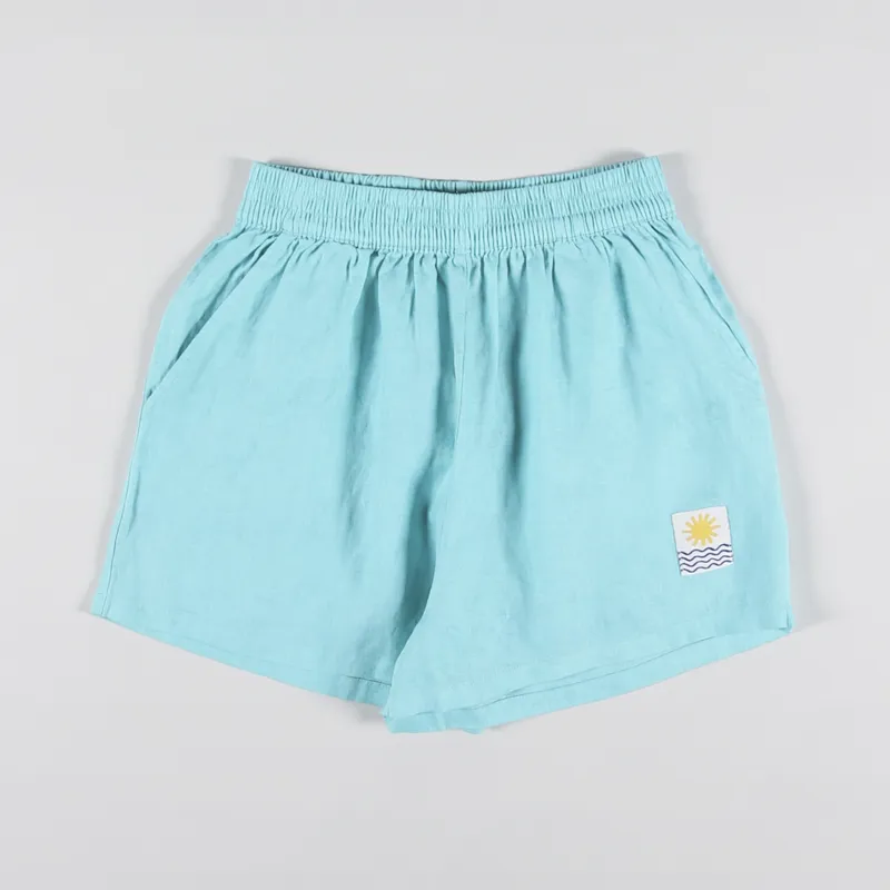 L.F.Markey Womens Basic Linen Shorts Aqua