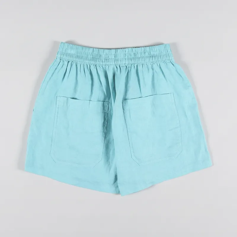 L.F.Markey Womens Basic Linen Shorts Aqua-3