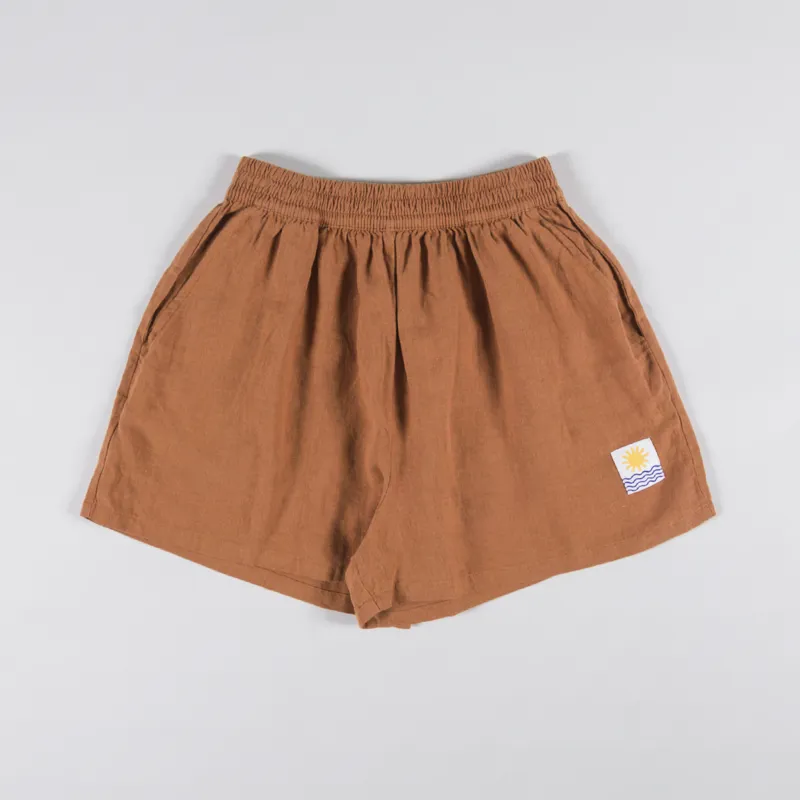 L.F.Markey Womens Basic Linen Shorts Chestnut Brown