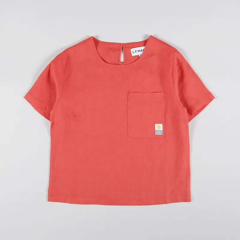 L.F.Markey Womens Basic Linen Tee Vermillion