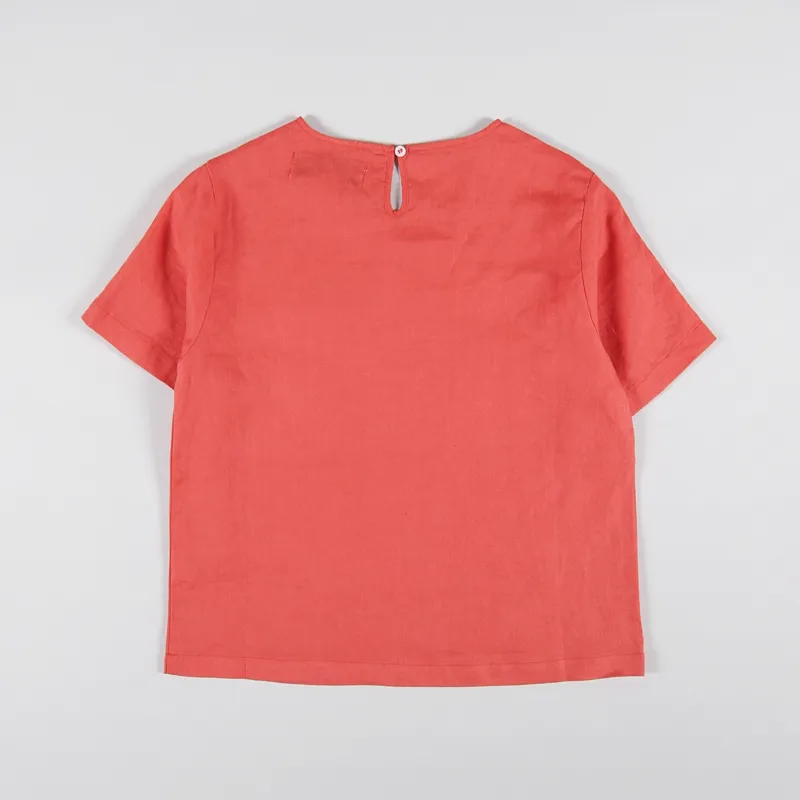 L.F.Markey Womens Basic Linen Tee Vermillion-3