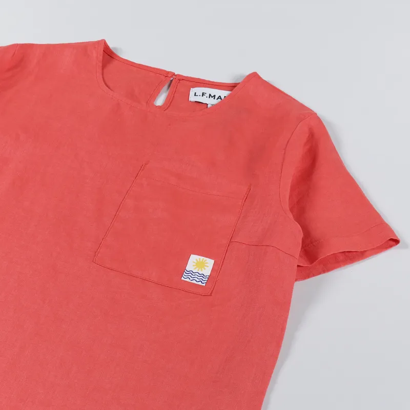 L.F.Markey Womens Basic Linen Tee Vermillion-4