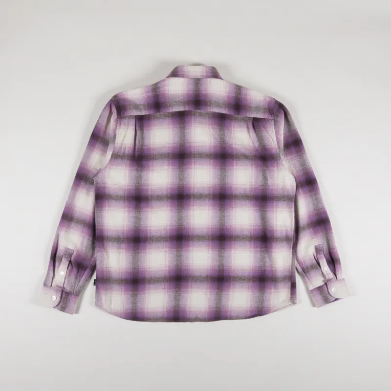 Stussy Unisex Bay Plaid Cotton Shirt Berry Purple