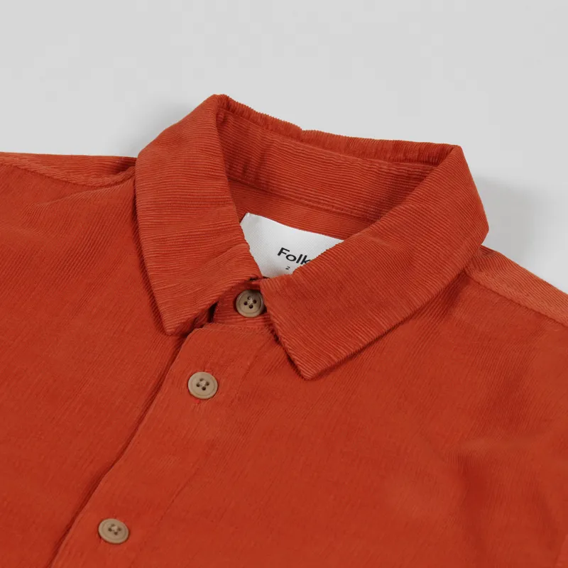 Folk Babycord Shirt Brick Red-7