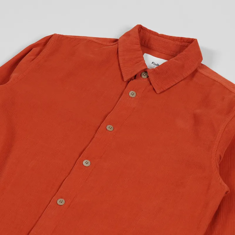 Folk Babycord Shirt Brick Red-2