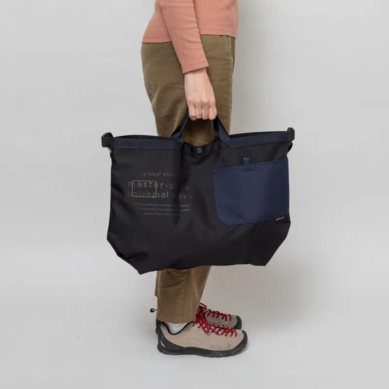 Universal Works x Master-piece Large Tote Bag Black Recycled Tech Canvas
