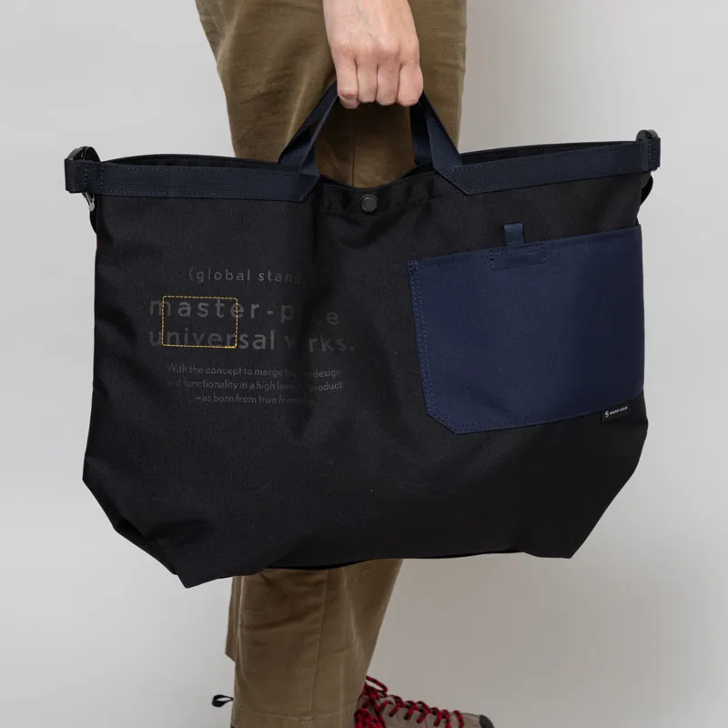 Universal Works x Master-piece Large Tote Bag Black Recycled Tech Canvas-1