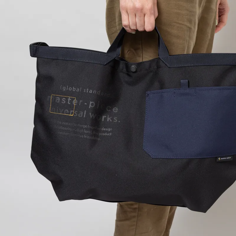 Universal Works x Master-piece Large Tote Bag Black Recycled Tech Canvas-4